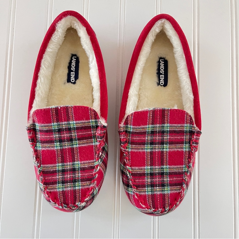 Kids Moccasin Slippers-Plaid